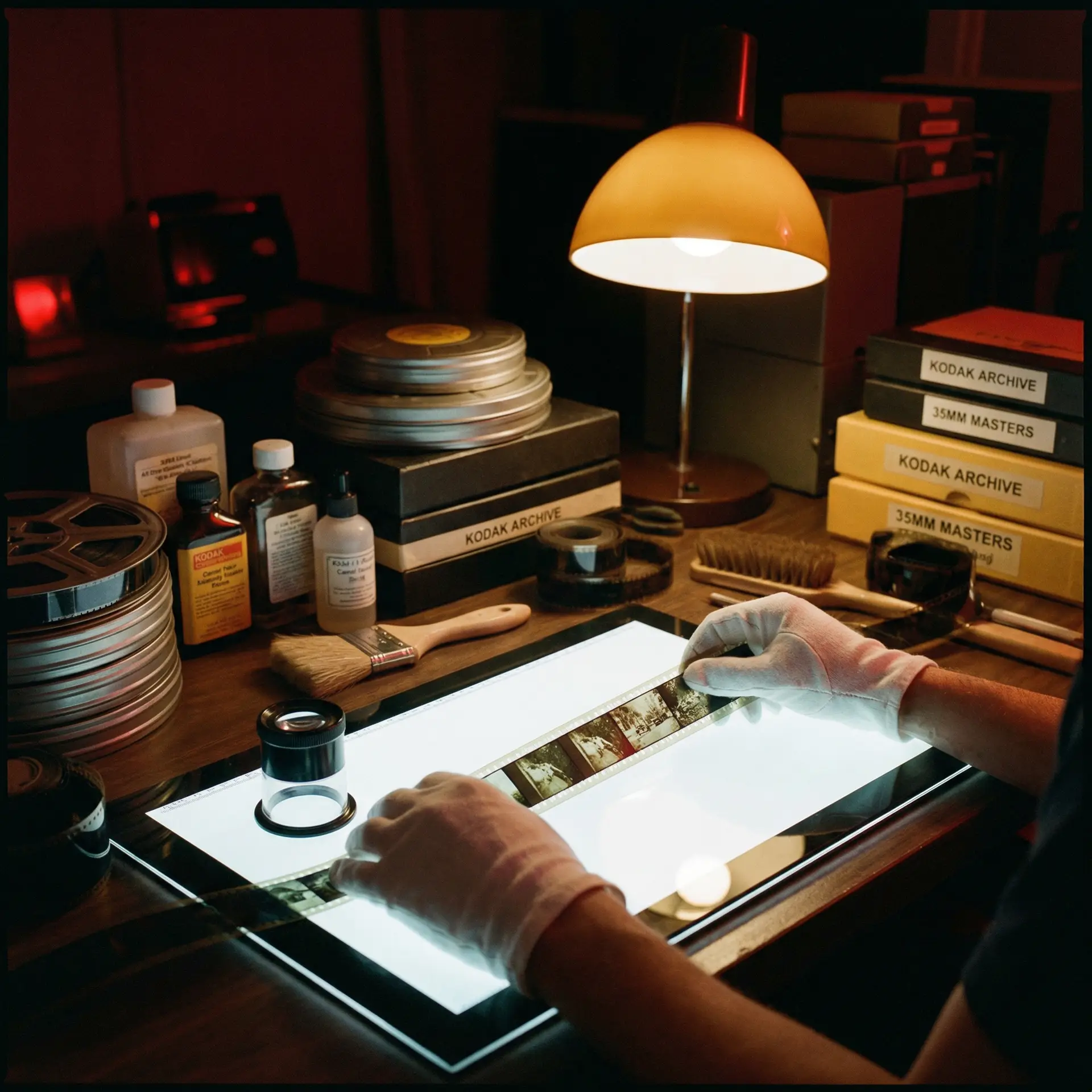 胶片时光机 修复师工作台特写